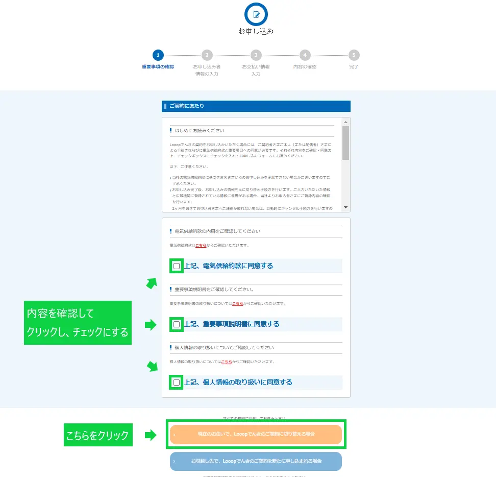 Looopでんき申し込み手順２