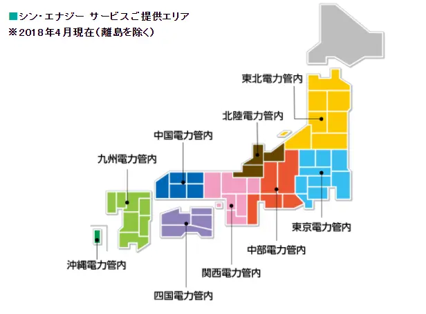 シンエナジー　供給エリア