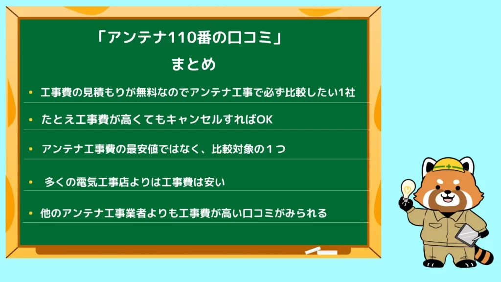 アンテナ110番の口コミのまとめ