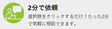 ミツモアの特徴2分で簡単に依頼できる