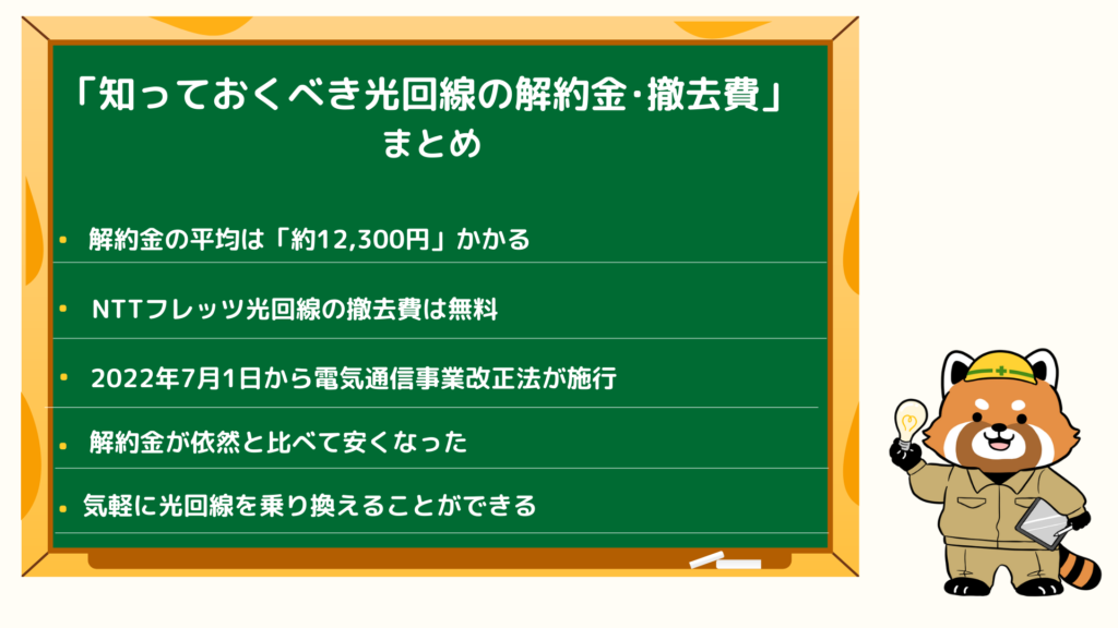 「知っておくべき光回線の解約金･撤去費」のまとめ